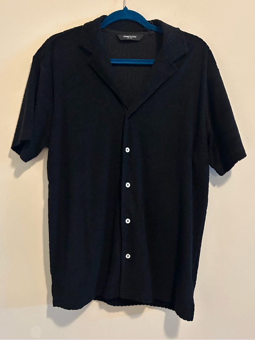 Kenneth Cole Black Short-Sleeve Button-Down Shirt